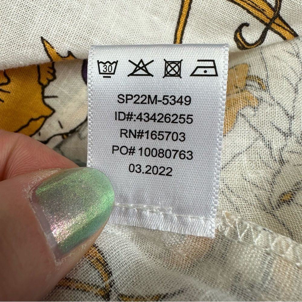 Calligraphie White & Yellow Floral Print Linen Blouse, M - Picture 7 of 7